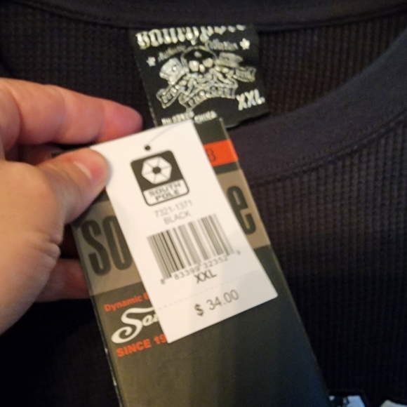 South Pole Men's Black Waffle Long Sleeve Tee XXL - Picture 3 of 4